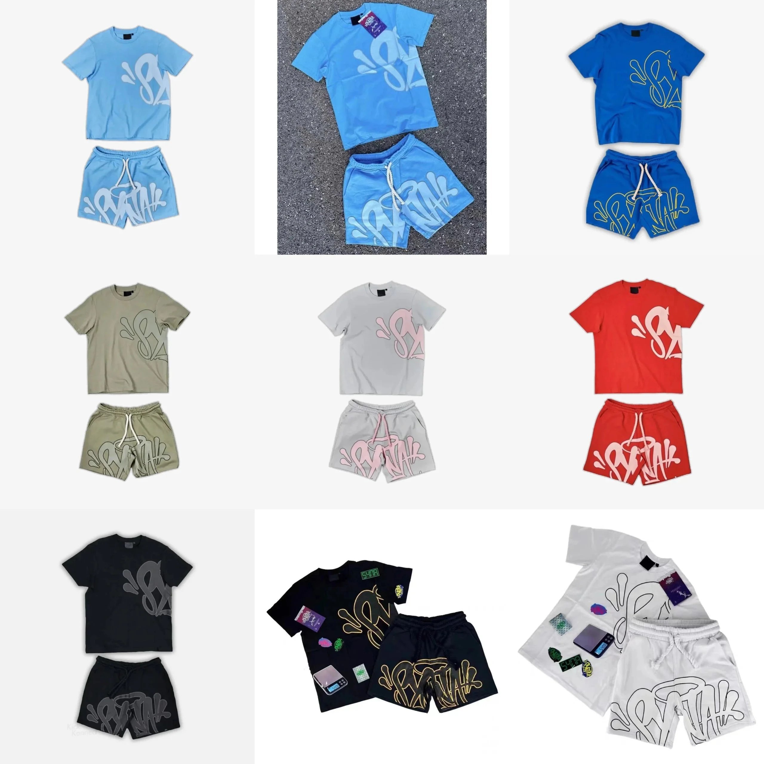 SX Brand Colorful Graphic T-Shirt and Shorts Sets