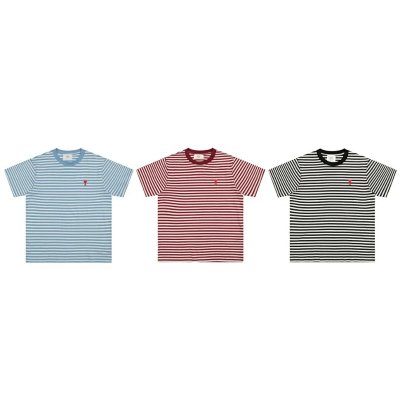 Ami Paris Striped Cotton T-Shirt [3 styles]