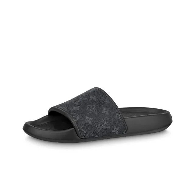 Louis Vuitton Sandals Pool slide mules with monogram strap — 1AANNM Black