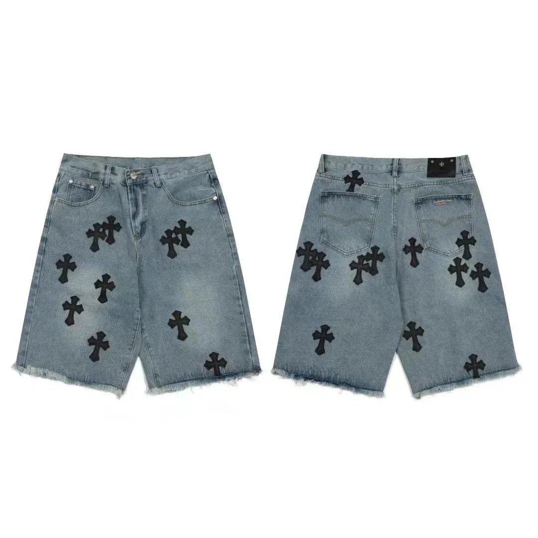 Chrome Hearts Blue Cross Denim Shorts