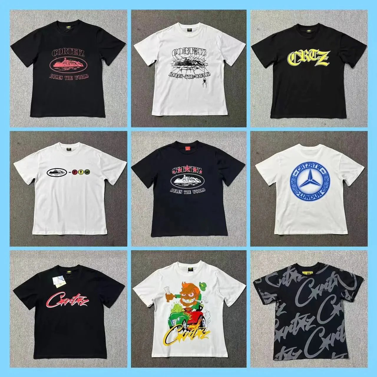 CRTZ Black and White Short Sleeve T-Shirts Collection