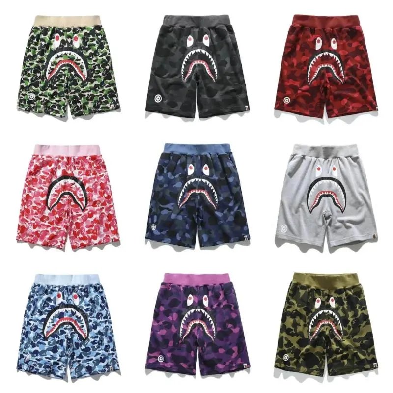 A Bathing Ape Camo Shark Print Shorts