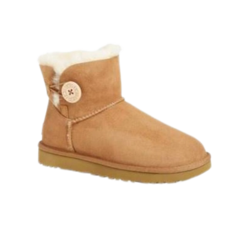 UGG Mini Bailey Button Chestnut Suede Sheepskin Boots Snow Boots
