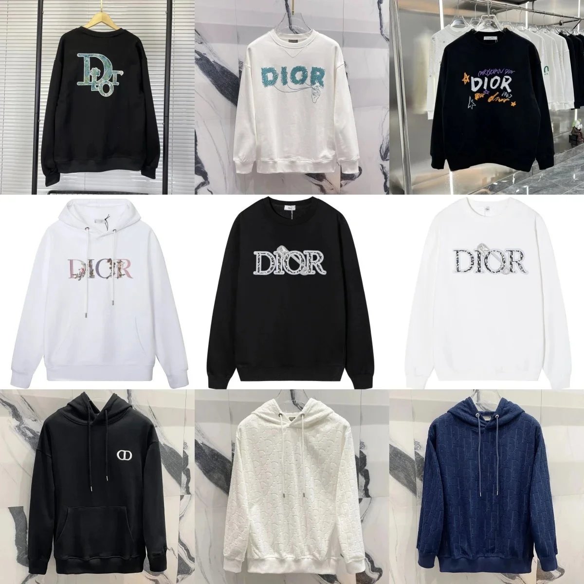 Dior Black and White Hoodie and Sweatshirt Collection