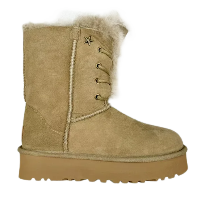UGG Mini Bailey Bow Chestnut Suede Sheepskin Lined Ankle Boots - 10