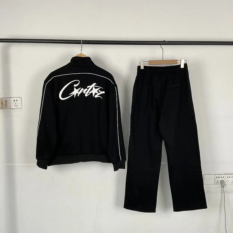 Black Logo Track Jacket and Pants Set