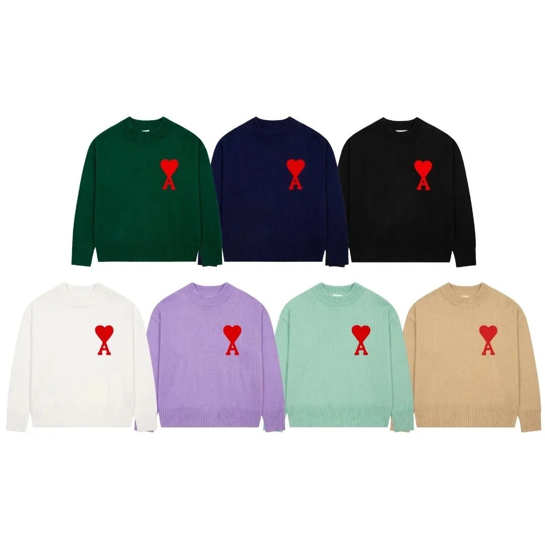 Ami Paris Red Heart Logo Crewneck Sweater