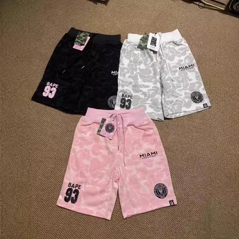 BAPE Camo Pattern Shorts in Black, Grey, and Pink