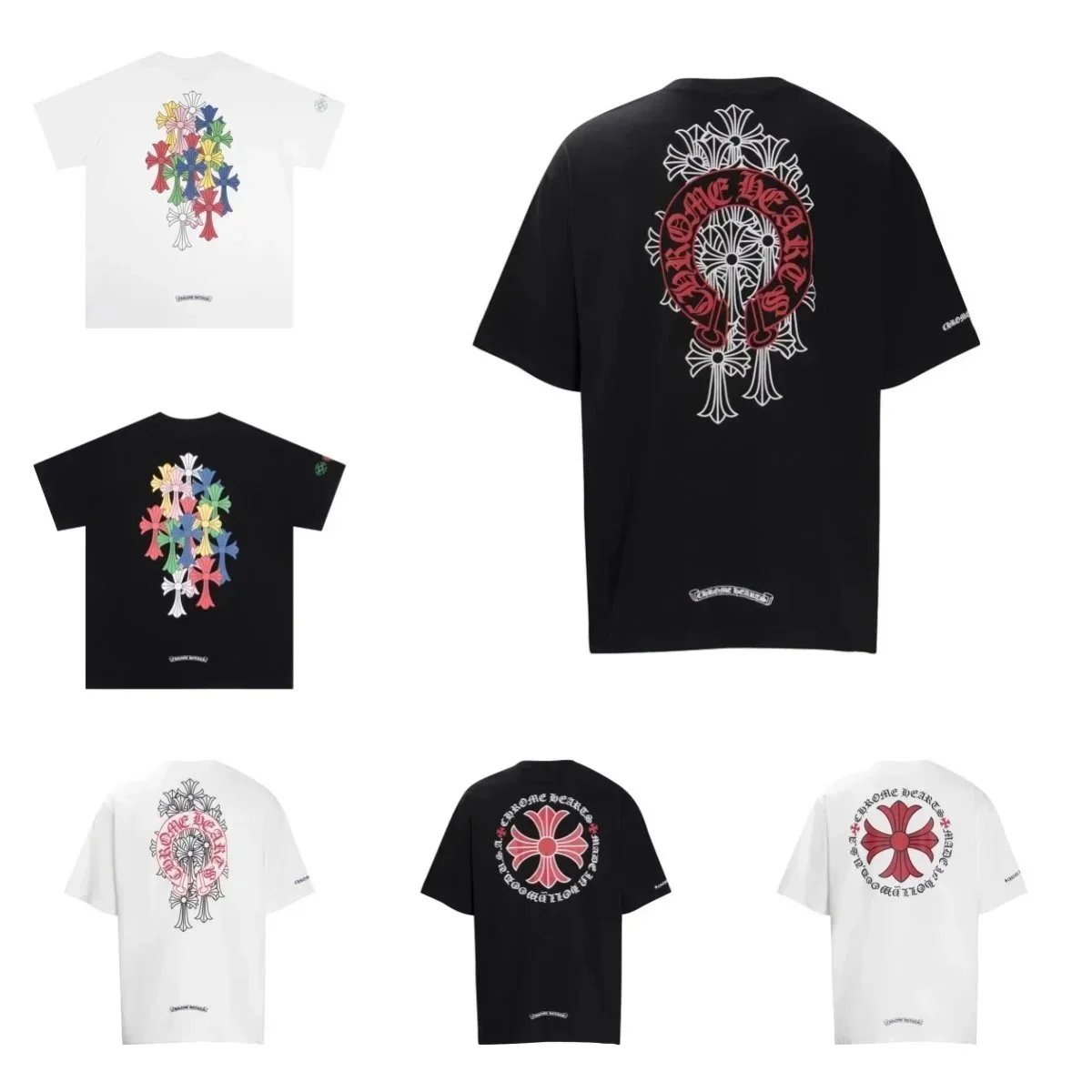 Chrome Hearts Black White Cross Print T-Shirt
