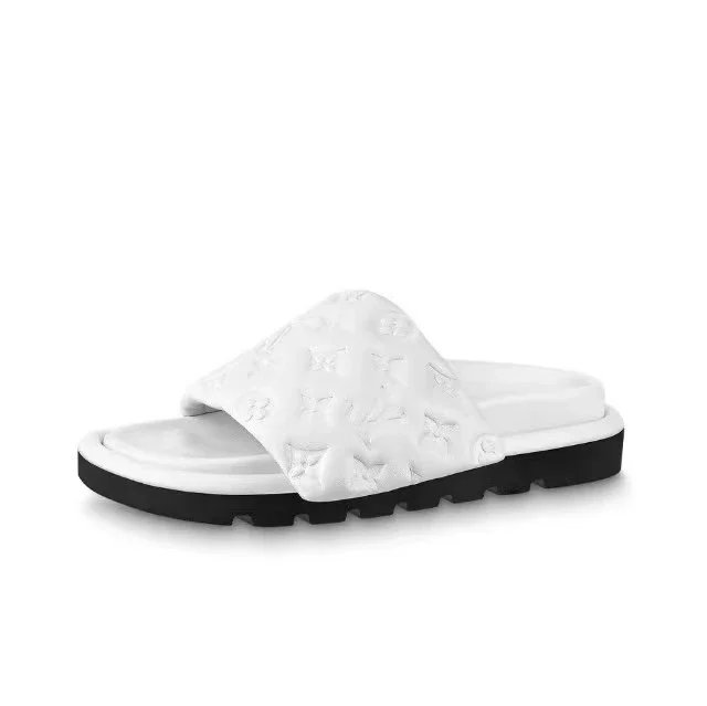 Louis Vuitton Sandals Pool slide mules with monogram strap — 1AABKQ white