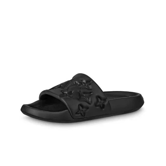 Louis Vuitton Sandals Pool slide mules with monogram strap — 1A9FKM Black