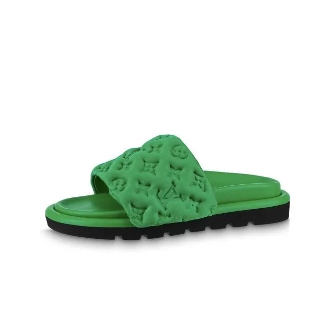 Louis Vuitton Sandals Pool slide mules with monogram strap — 1AB1N5 green