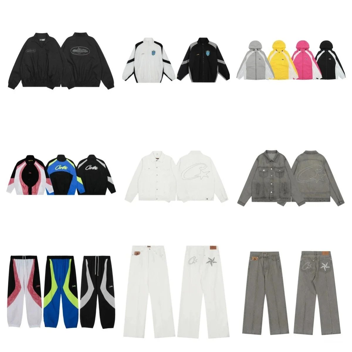 Cortes Black Track Jacket and White Jeans Set