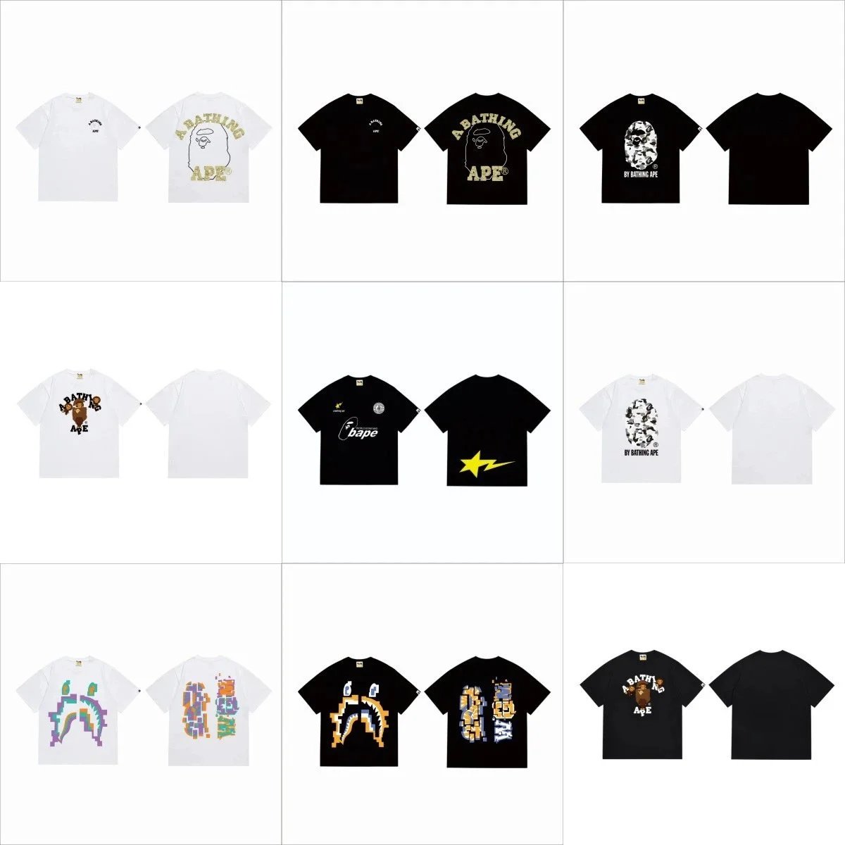 Bape Black and White Short Sleeve T-Shirts