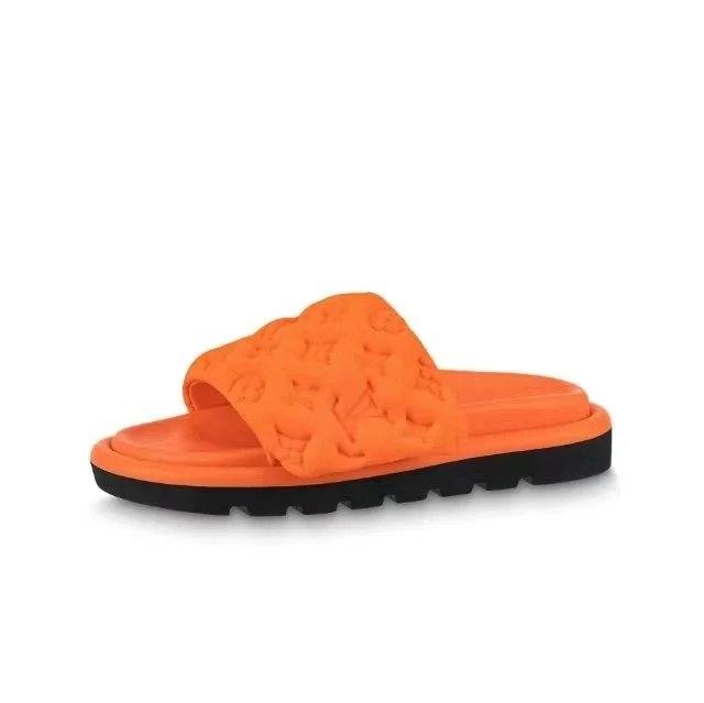Louis Vuitton Sandals Pool slide mules with monogram strap — 1AB1NF Orange