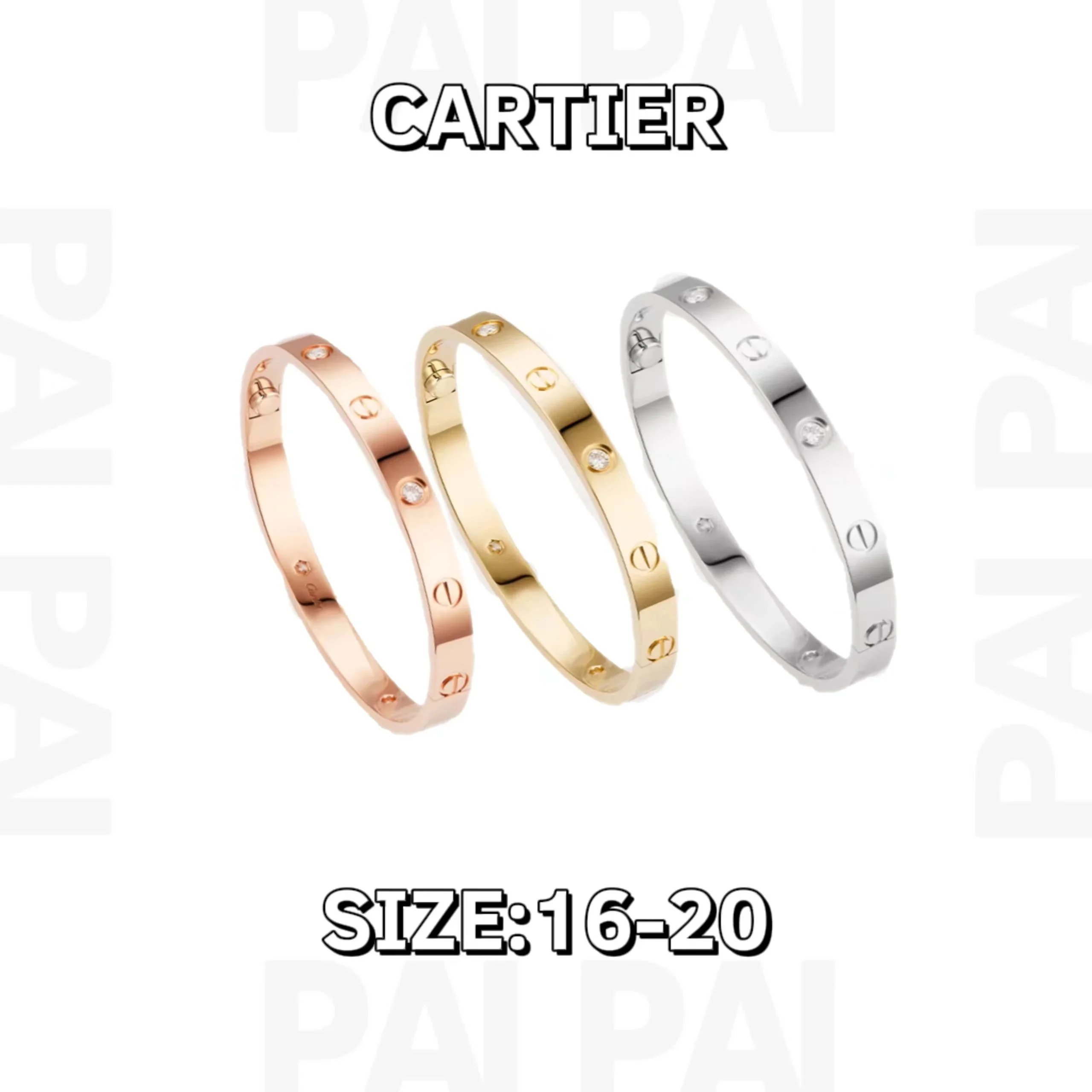 Cartier Love Ring Set (Rose Gold, Yellow Gold, White Gold)