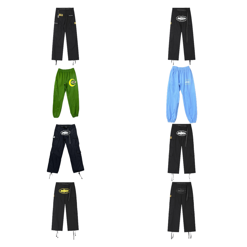 Black and Green Cargo Pants with Drawstring Waist