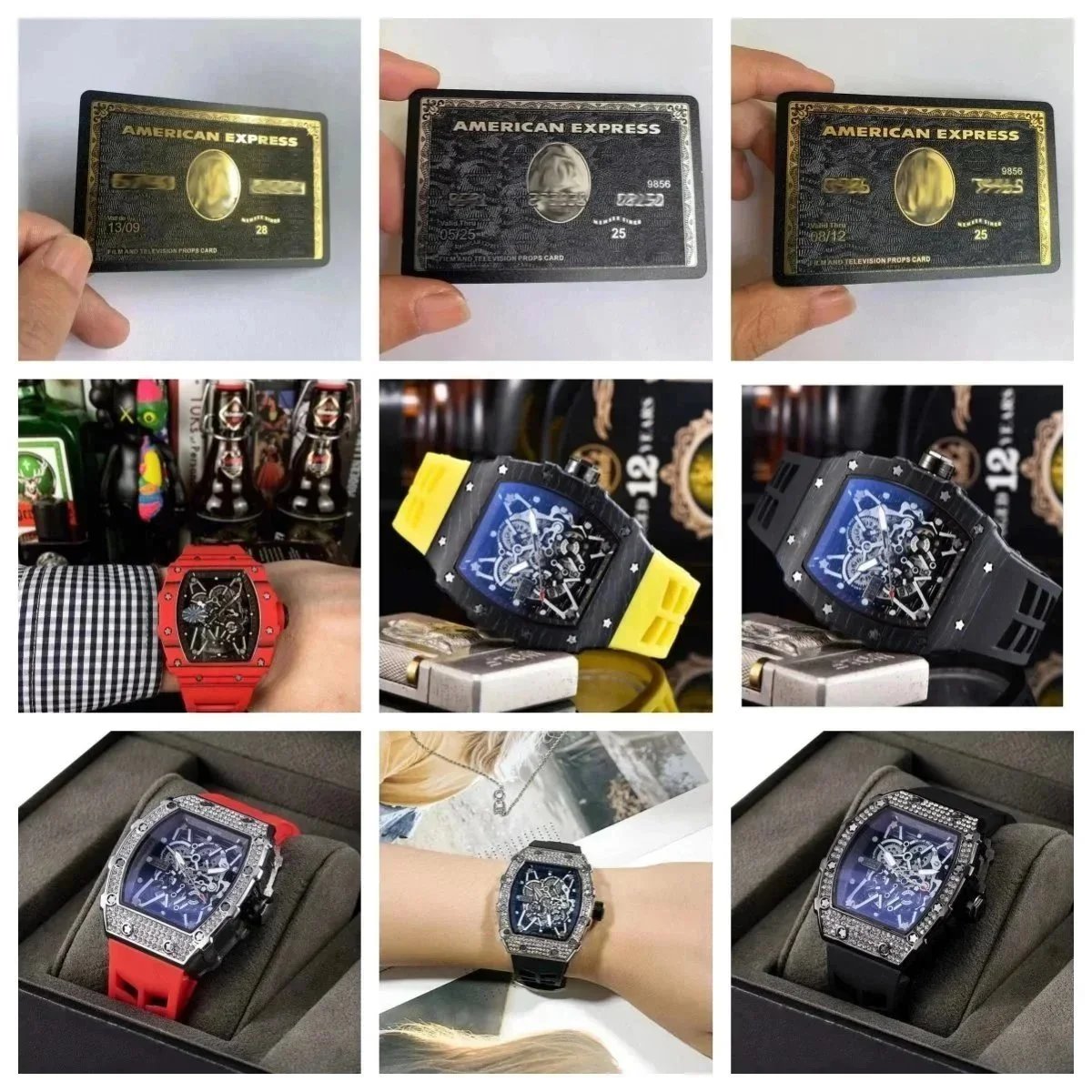 Richard Mille Black Skeleton Watch with Blue Dial