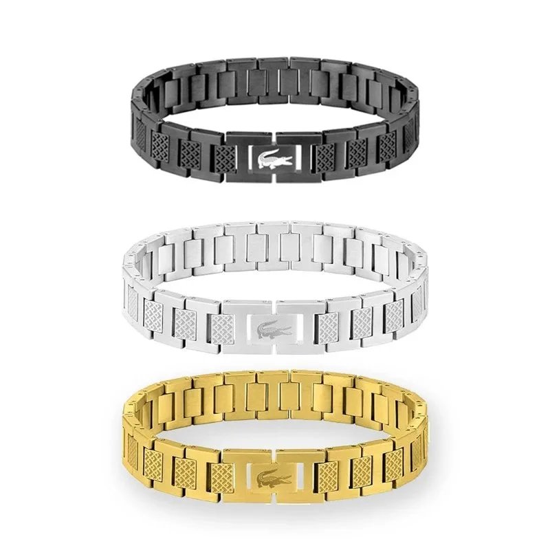 Lacoste Black, Silver, and Gold Link Bracelets