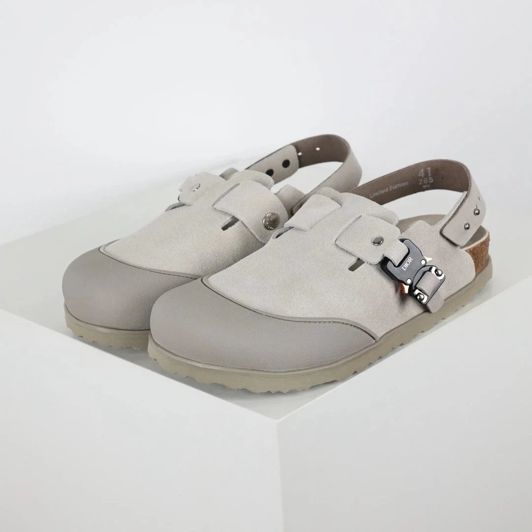 Dior Sandals Closed-Toe Slingback Buckle — All-inclusive gray and white