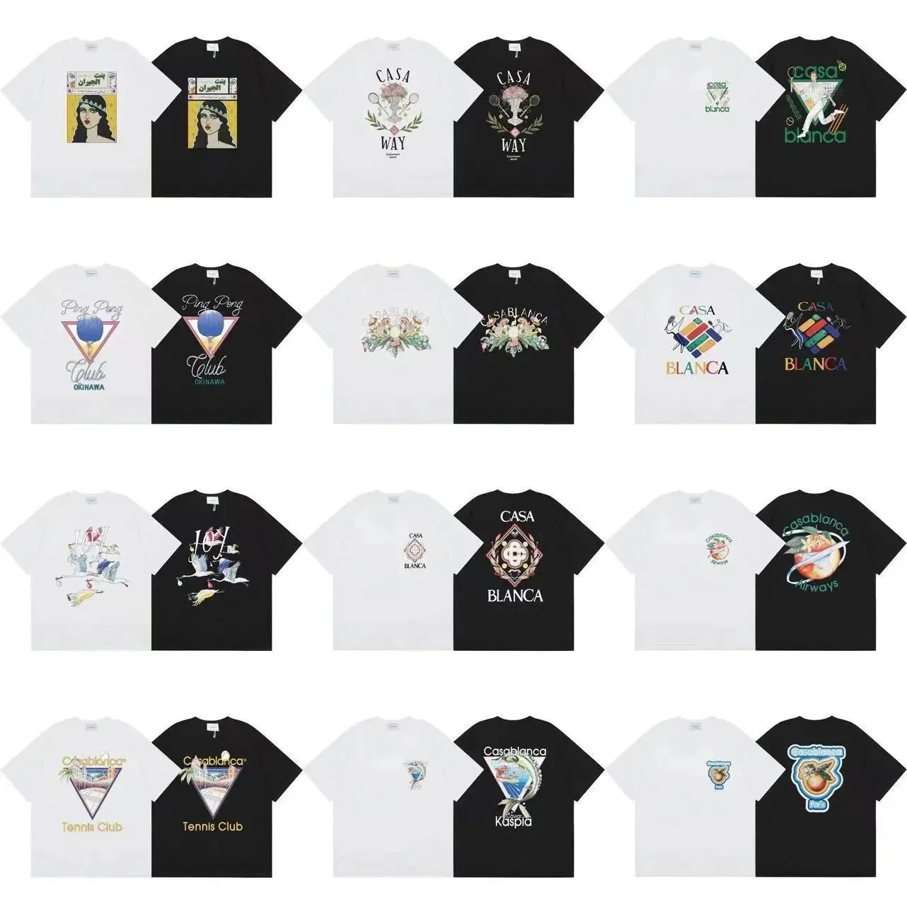 Casablanca Black and White Graphic T-Shirt Collection
