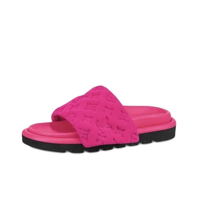 Louis Vuitton Sandals Pool slide mules with monogram strap — 1AA1DP Pink
