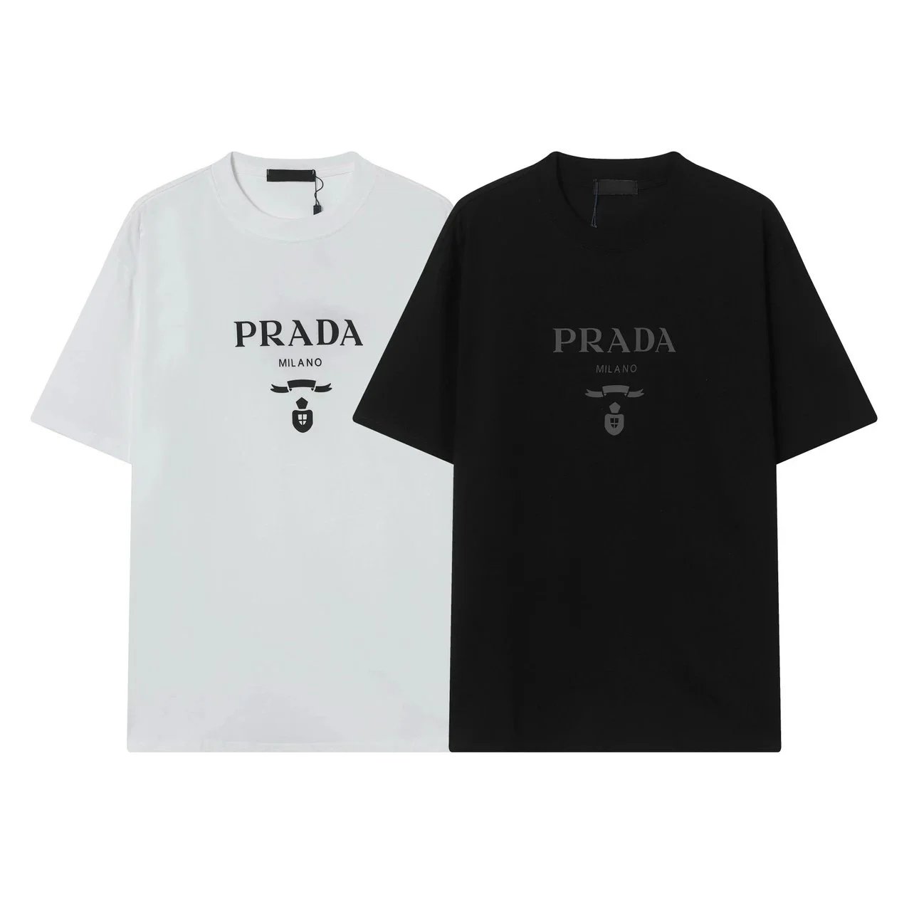Prada White and Black Short Sleeve T-Shirt