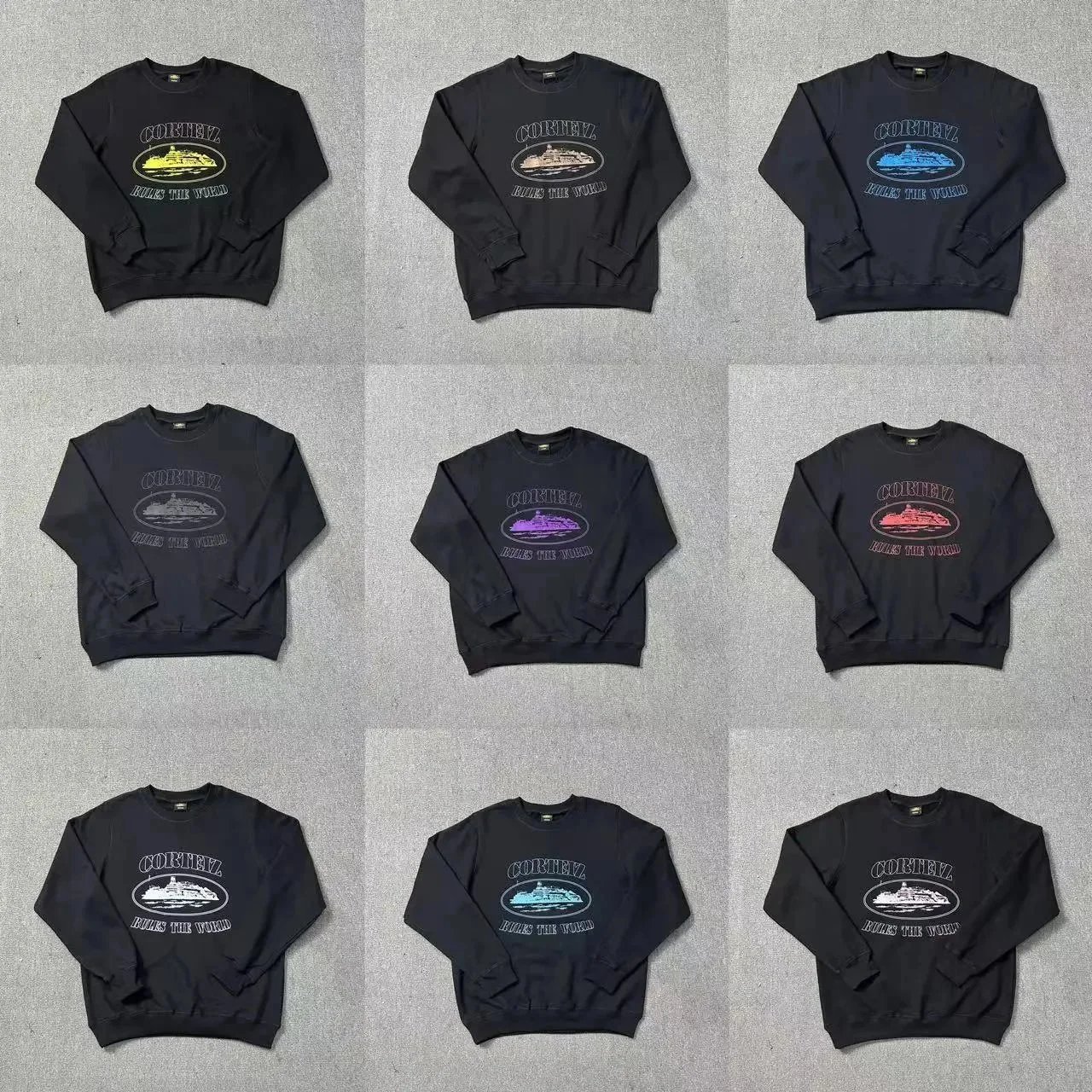 Corneil Black Crewneck Sweatshirt