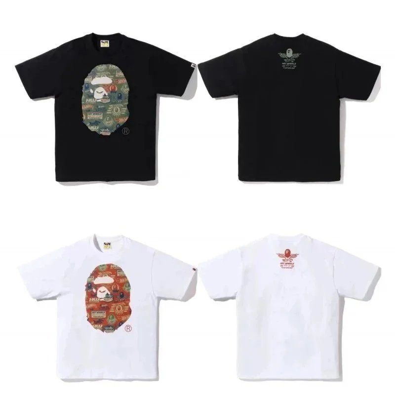 A BATHING APE Black and White Graphic T-Shirt