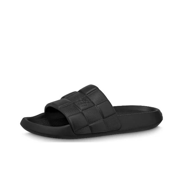 Louis Vuitton Sandals Pool slide mules with monogram strap — 1AAR8W Black