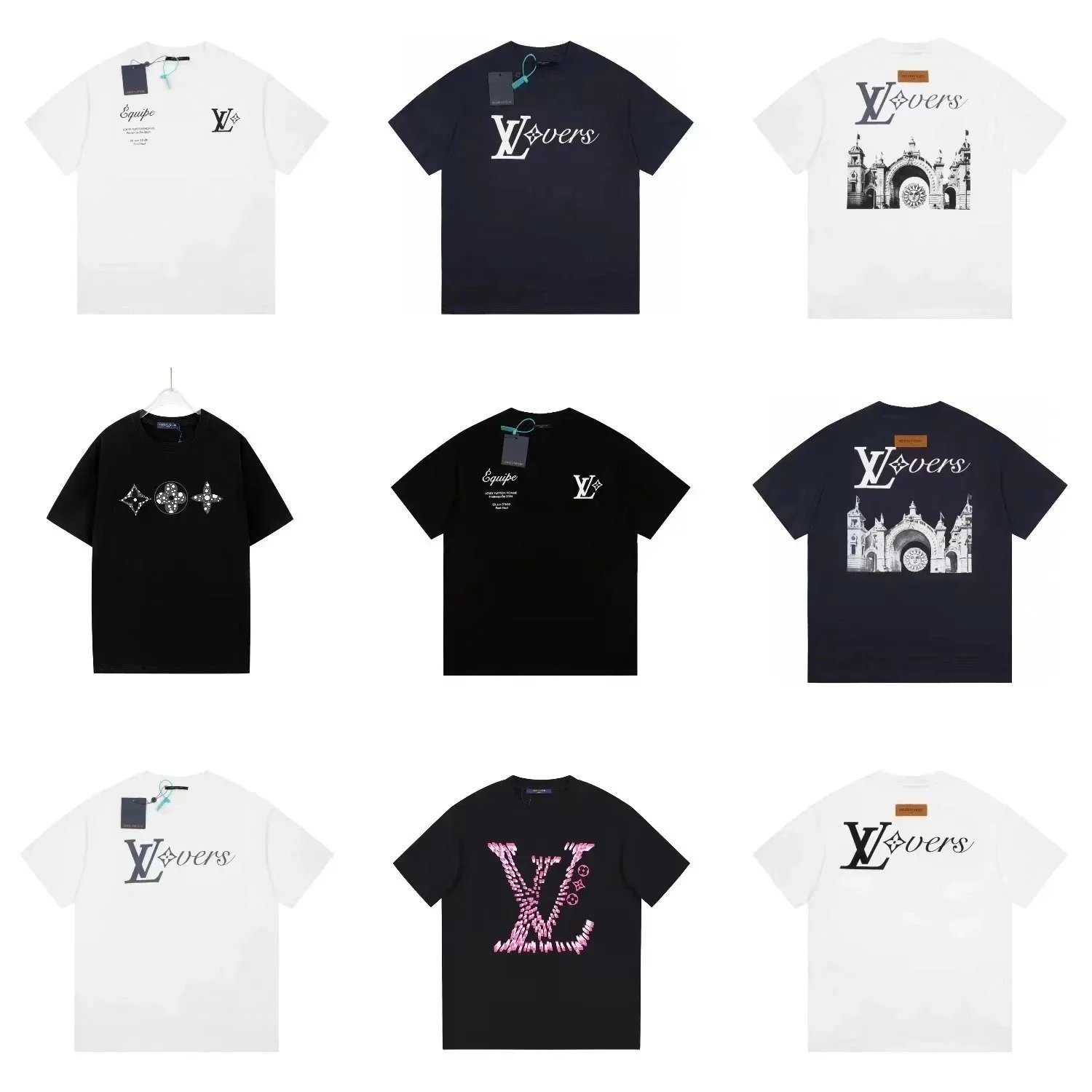 Louis Vuitton White and Black Short Sleeve T-Shirts