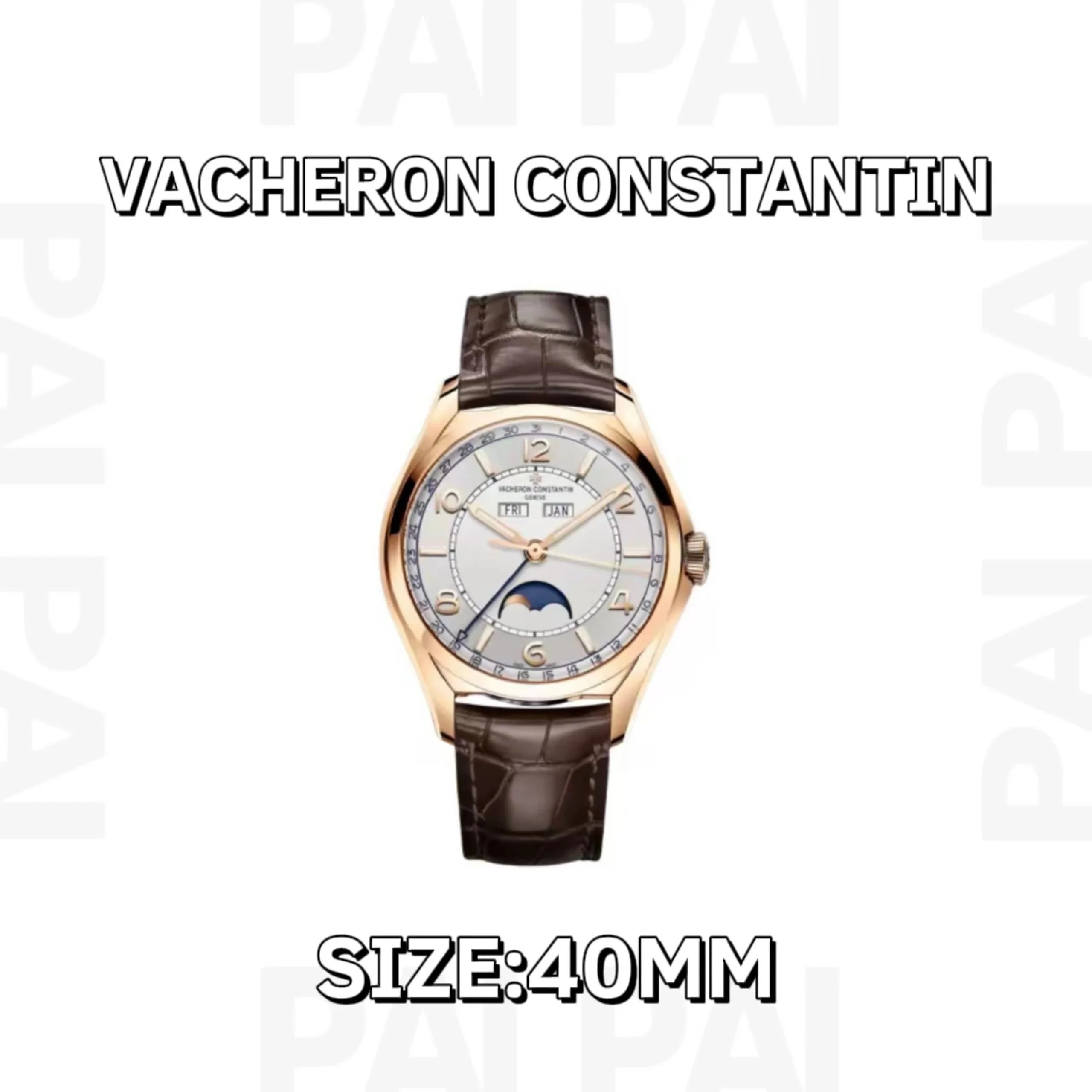 Vacheron Constantin Rose Gold Watch with Brown Leather Strap
