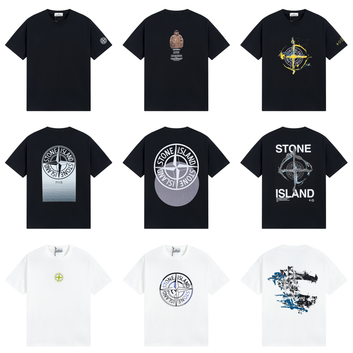 Stone Island Black and White T-Shirt Collection