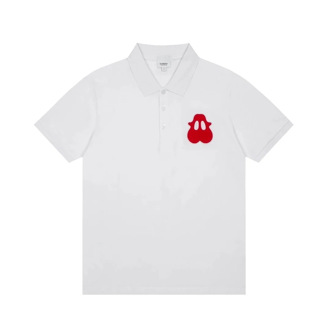 Burberry White Polo Shirt with Red Embroidered Patch