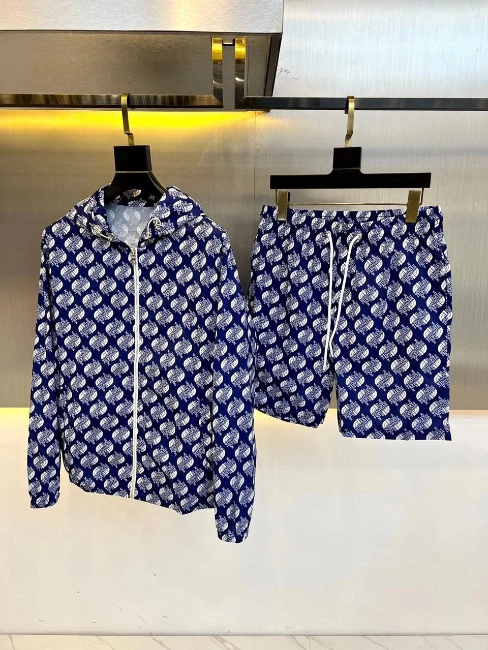 The North Face Blue Hooded Jacket and Shorts Set