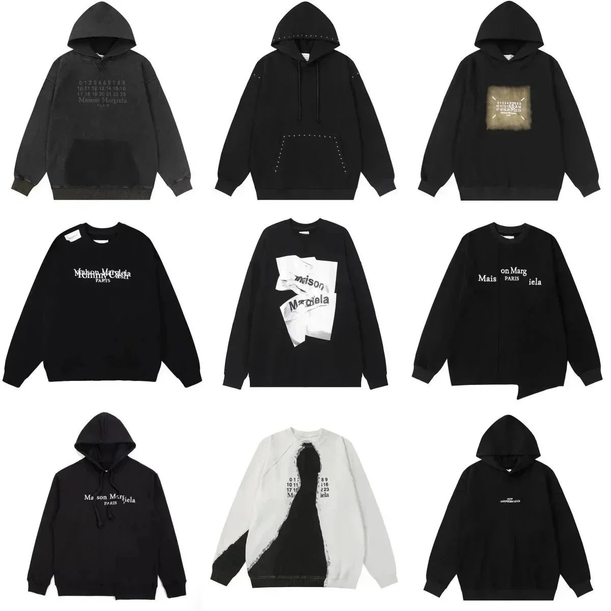 Maison Margiela Black Hoodie and Sweatshirt Collection