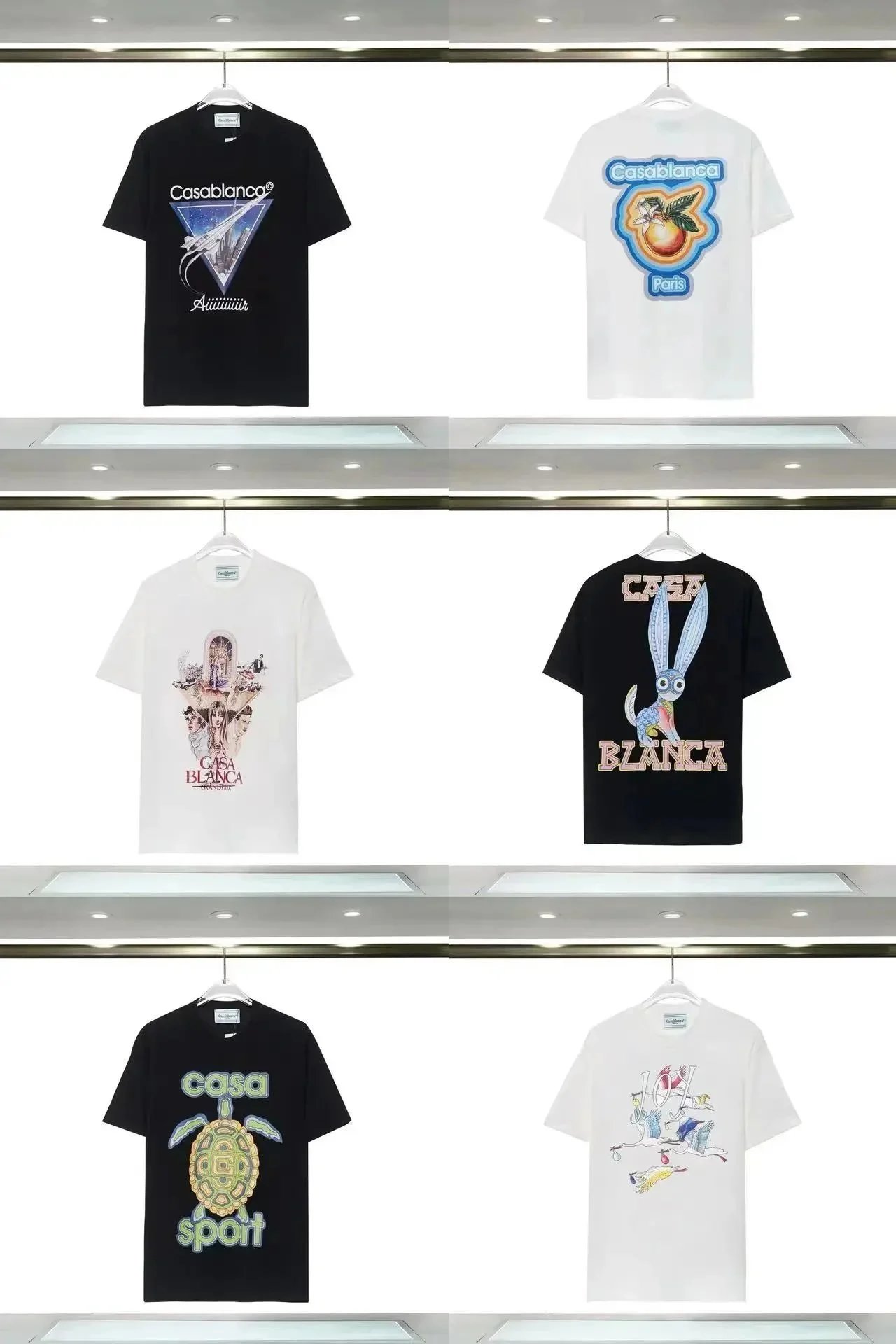 Casablanca Black and White Graphic T-Shirt Collection