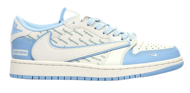 Nike x A Bathing Ape Air Jordan 1 Low 'Bapesta' Navy Beige Sneakers - 22