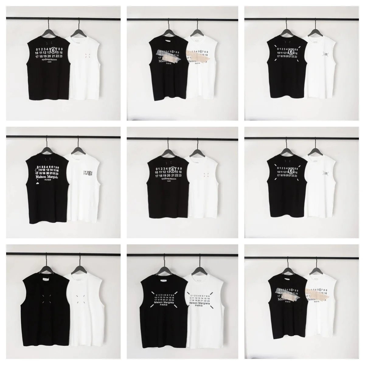 Maison Margiela Black and White Graphic Tank Tops