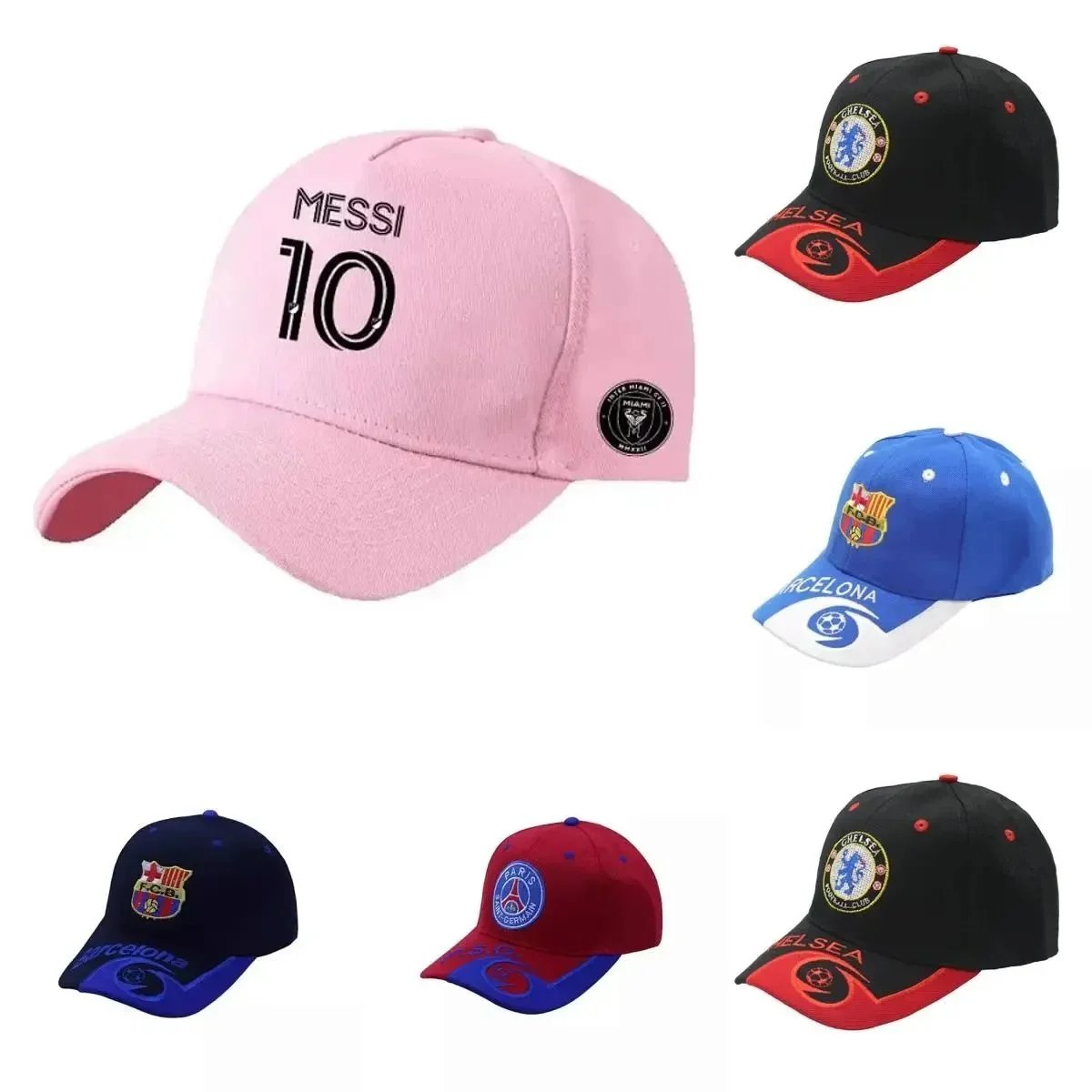 Messi 10 Pink Baseball Cap with Chelsea and Barcelona Designs