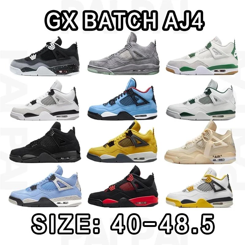 GX Batch AJ4 Sneakers in Various Colors, Sizes 40-48.5