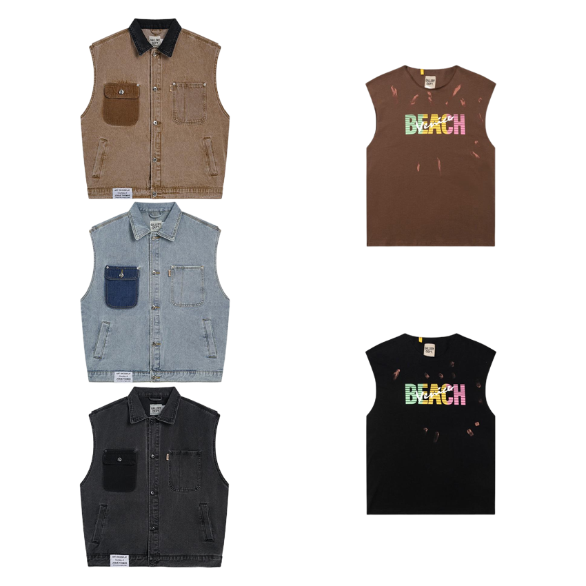 Levi's Brown Denim Vest and Beach Print Tank Top Set