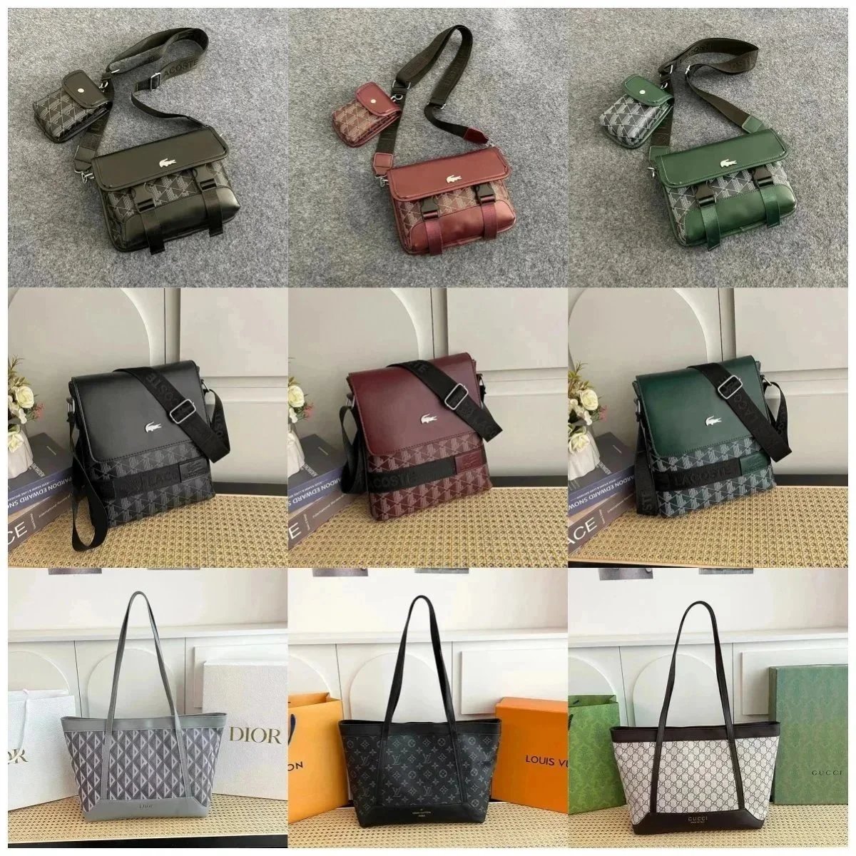 Lacoste Patterned Crossbody Bag and Tote Set