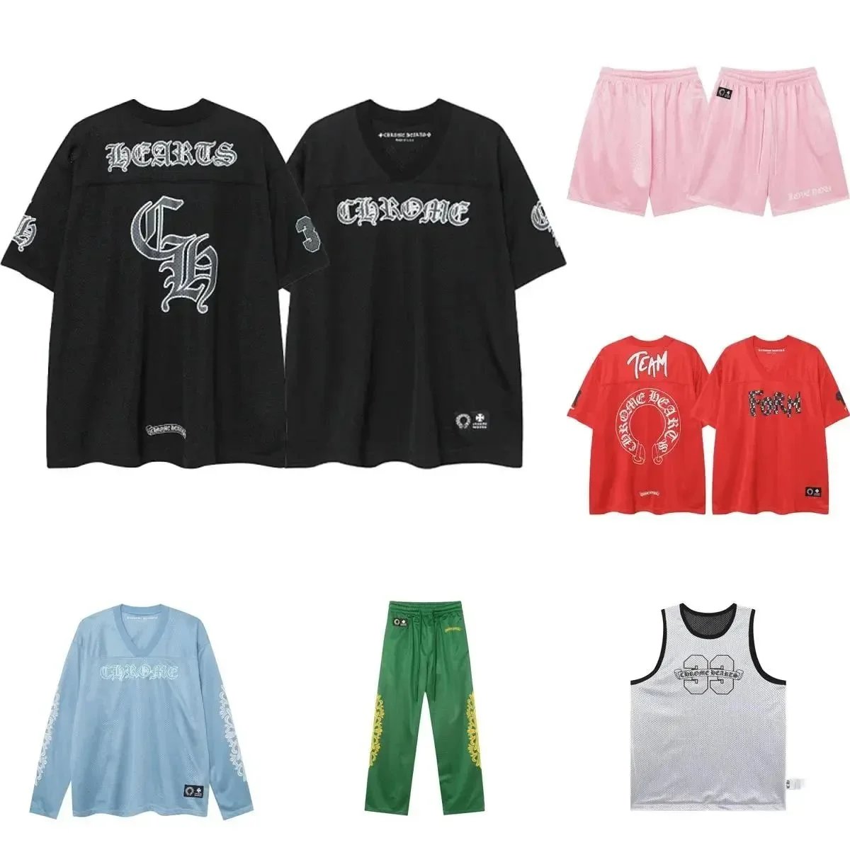 Chrome Hearts Black Jersey T-Shirt and Red Team Tee Set