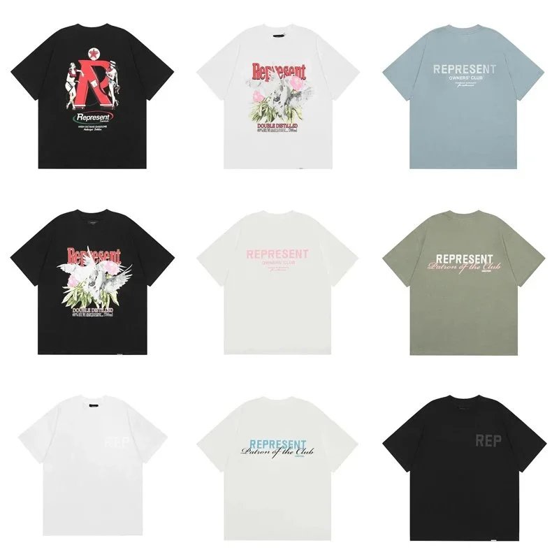 Represent T-Shirt Collection in Black, White, and Blue