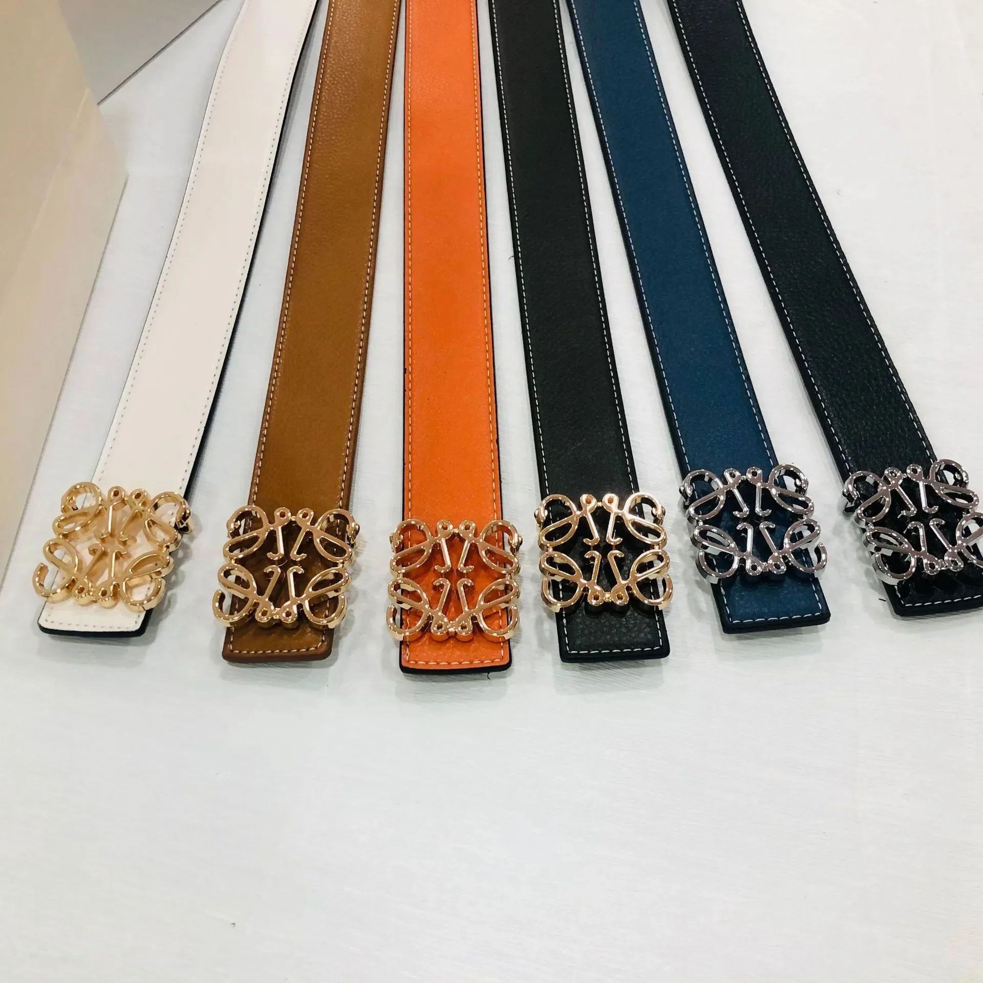 Loewe Multi-Color Leather Belt with Metal Buckle