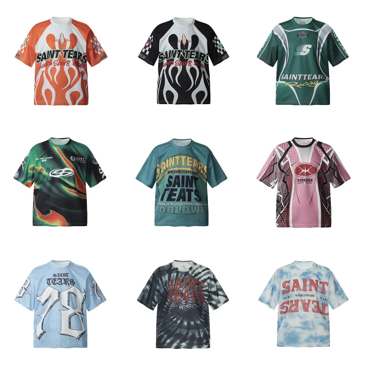 Saint Tears Colorful Graphic Short Sleeve T-Shirts