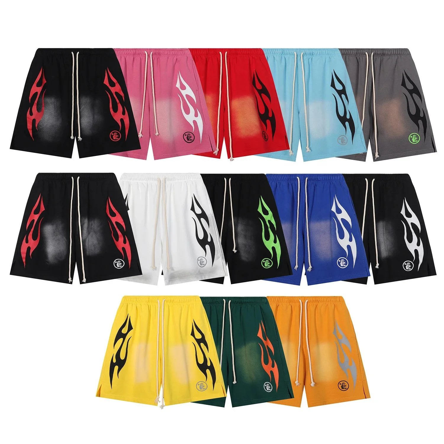 Flame Print Elastic Waist Shorts in Multiple Colors