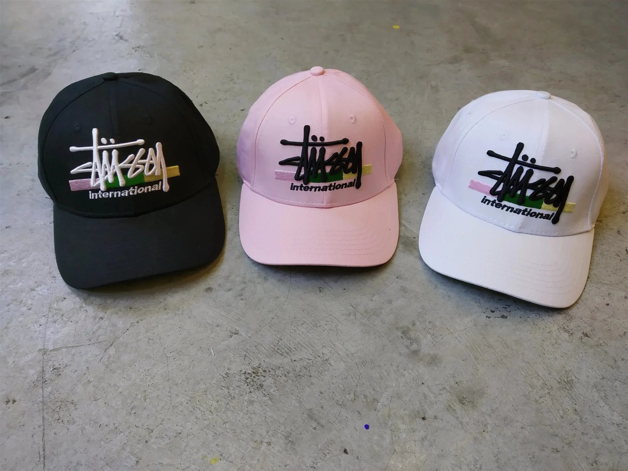 Stussy Black Pink White Baseball Caps