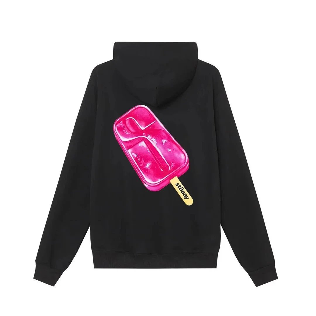 Stussy Black Hoodie with Popsicle Graphic